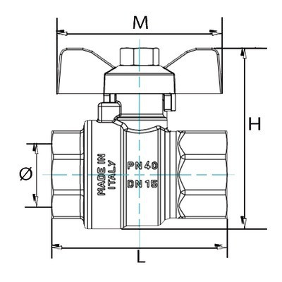 Vanne BS poignée papillon FF1"- DIFF - 110026