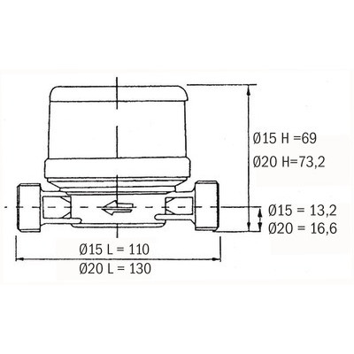 Compteur divisionnaire eau froide NARVAL- ITRON - 6UKB15Y110BR50LCBXN_FR