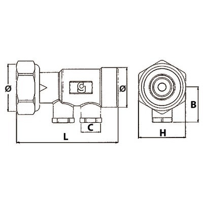 Clapet droit FT3/4"xM3/4" avec bouchon l- DIFF - 110297