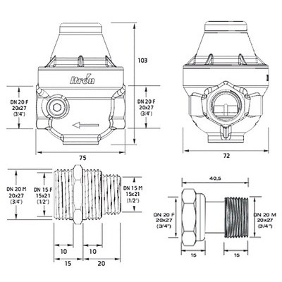 Réducteur ISOBAR multifileté 1/2" à 3/4"- ITRON - ISOPLUSETPCCMG