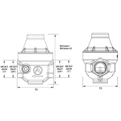 Réducteur ISOBAR FF3/4" capot composite- ITRON - ISO20FCCMG