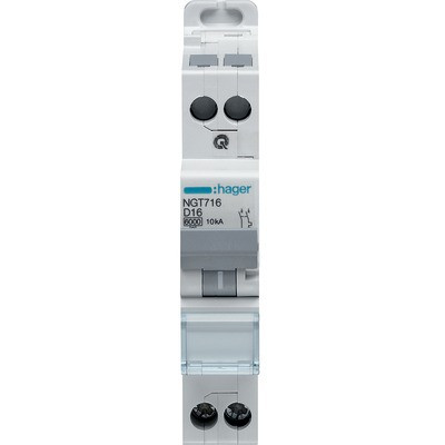 Disjoncteur 1P N 6-10kA courbe D-2A- HAGER - NGT702