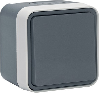 Poussoir CUBYKO inverseur saillie gris- HAGER - WNC022