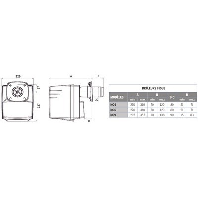Brûleur fioul NC9 H101A 45 à 95kW- CUENOD - 3832028