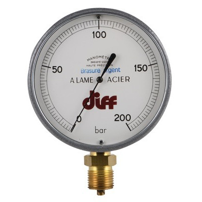 Manomètre rond 0 à 200b Ø110mm M1/2''- DIFF - 606118