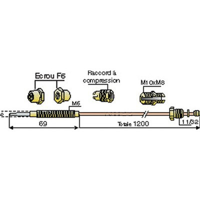 Thermocouple 6 raccords L1200mm- DIFF - 704216