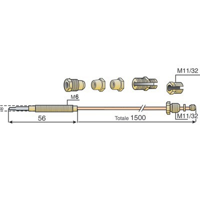 Thermocouple 7 raccords grande cuisine L- DIFF - 704471