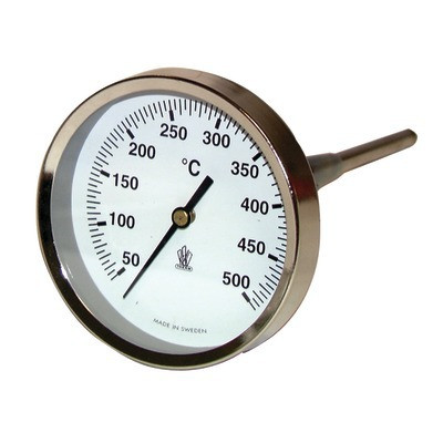 Thermomètre rond de fumée Ø 80mm, capillaire 200mm, 0/500°C- DIFF - 902040
