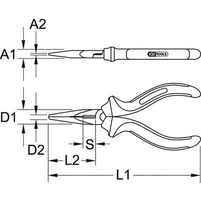 Pince à becs demi-ronde KS, à poignées b- KS TOOLS - 115.1023