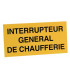 Étiquette rigide interrupteur général de chaufferie- DIFF - 907050