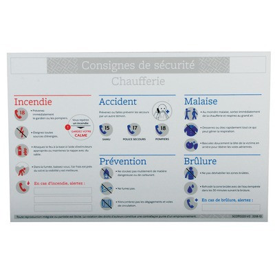Étiquette rigide consigne sécurité chaufferie- DIFF - 907271