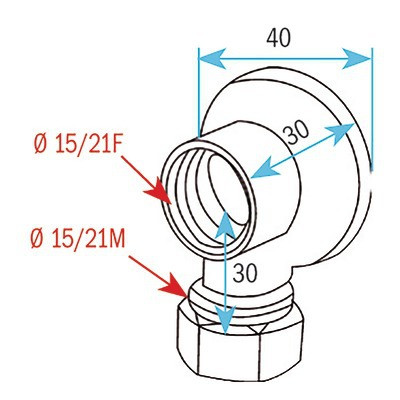 Applique murale F1/2" bicône 14mm- DIFF - 99105