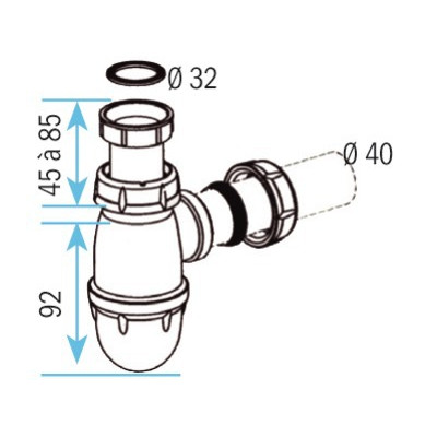 Siphon Standard Ø40mm lavabo/vasque- NICOLL - 0201022
