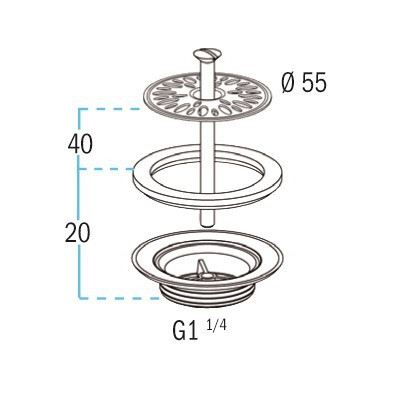 Bonde à grille laiton L2262- NICOLL - 0501026