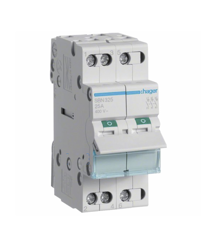 Interrupteur modulaire 2 pôles 63A - HAGER - SBN263